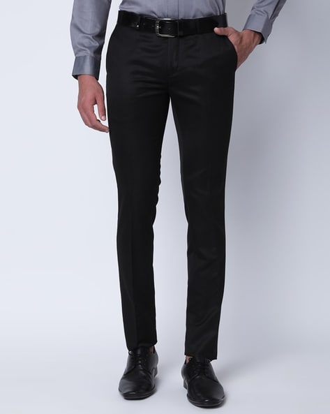 Buy Oxemberg Navy Slim Fit Flat Front Trousers for Mens Online @ Tata CLiQ