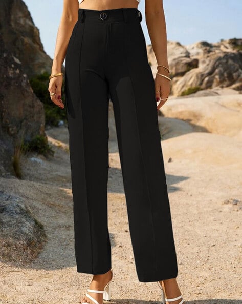 Urban Classics - Ladies Ultra Wide Pleat Front Black - Pants | IMPERICON US