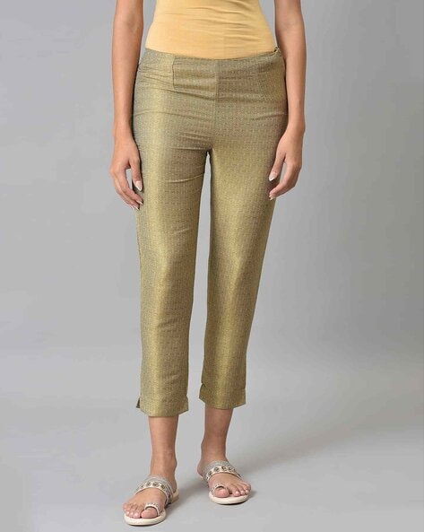 Buy Gold Trousers & Pants for Women by W Online