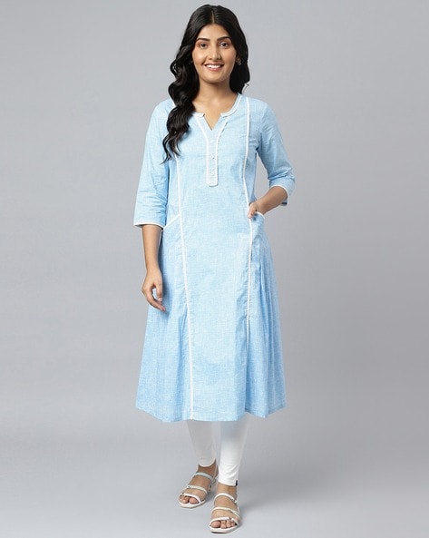 Aurelia Panelled Cotton A-Line Kurta