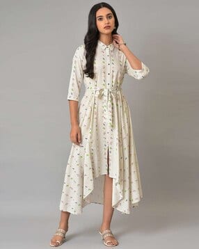 Floral Print High-Low Shirt Dress-picture-33