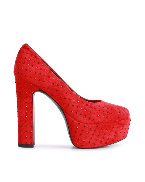 Mango Cylindrical Heel Pumps in Red | Lyst