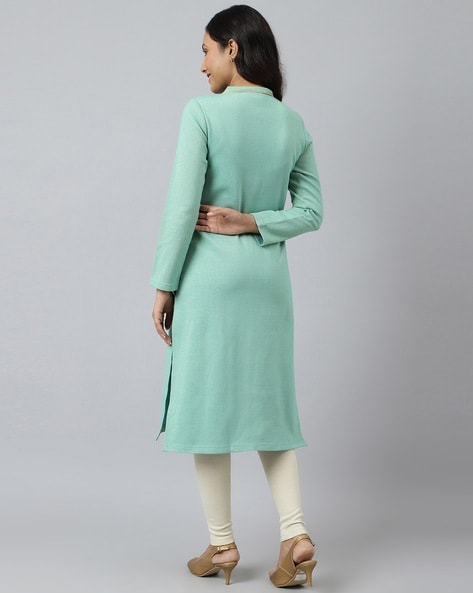Geometric-Knit A-Line Winter Dress