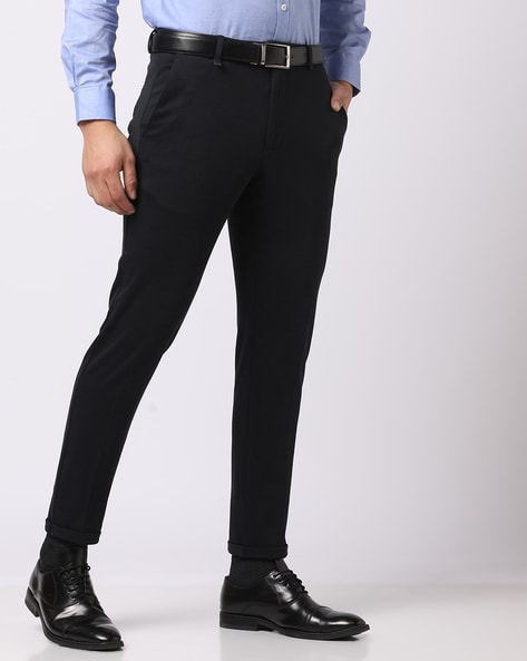 Buy Arrow Patterned Weave Ankle Length Formal Trousers 