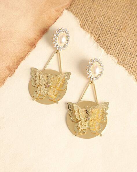 Sohi Gold-Plated Butterfly Drop Earrings