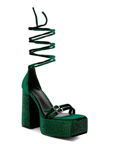 Emerald green best sale sandal heels