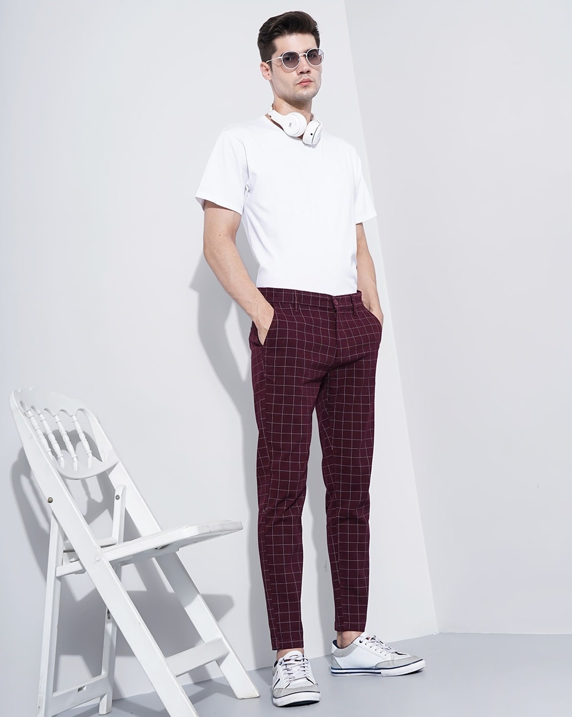 Men Burgundy Trousers - Buy Men Burgundy Trousers online in India