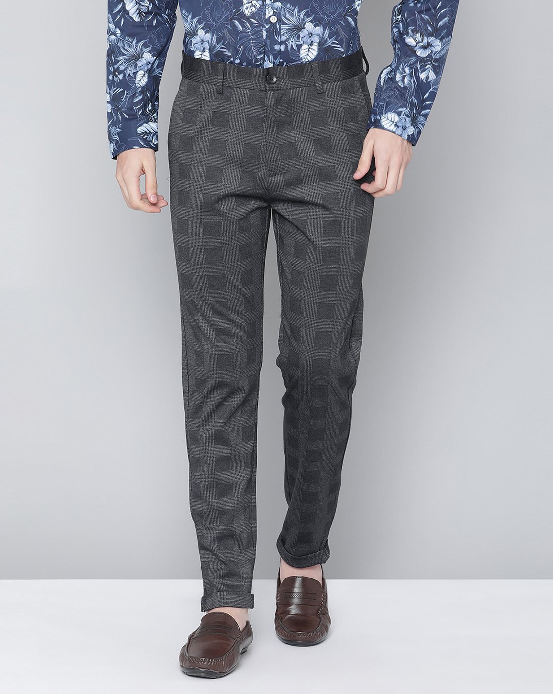 Harvey Navy Men's Checked Trousers | Paul Andrew Suits