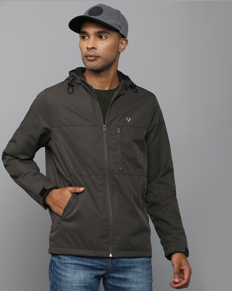 Buy Allen Solly Sport Wimbledon Men Charcoal Grey Solid Bomber Jacket -  Jackets for Men 10533040 | Myntra