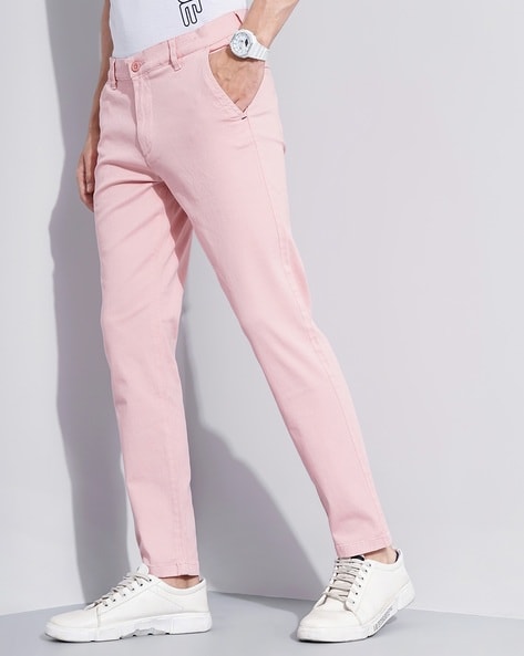 Buy Light Pink Slim Fit Chinos for Men