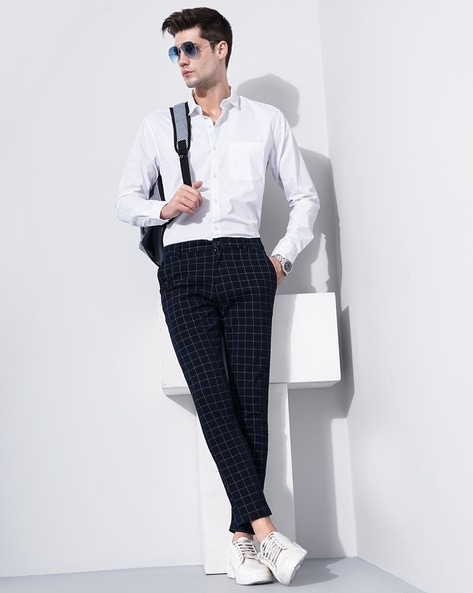 Buy Navy Blue Trousers & Pants for Men by The Indian Garage Co Online