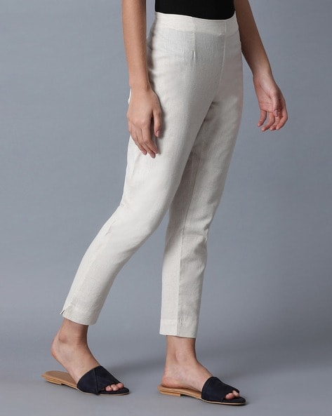 Madame Beige Ankle Length Cotton Trousers | Buy SIZE XL Trouser Online for  | Glamly