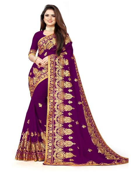 Pink With Purple Color Soft Silk Saree – Amrutamfab