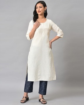 Aurelia women's cotton straight on sale kurta