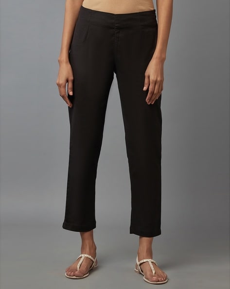Slim Fit Flat-Front Pants Price in India