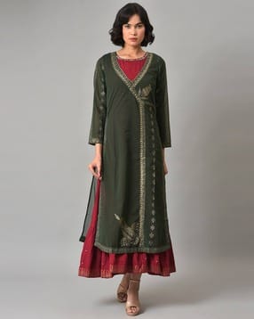 Embellished A-Line Dress with Overlay-picture-51