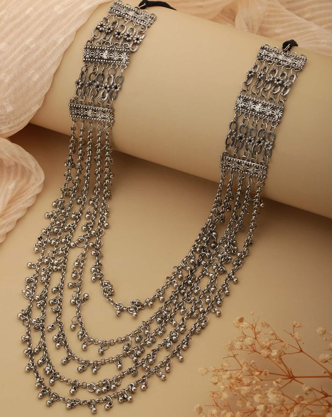 Long Necklaces & Pendants Silver Color Chain Imitated Pearl Jewelry 3  Flowers Maxi Necklace for Women Fashion Collier