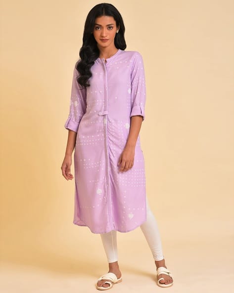 W Polka-Dot Print Straight Kurta
