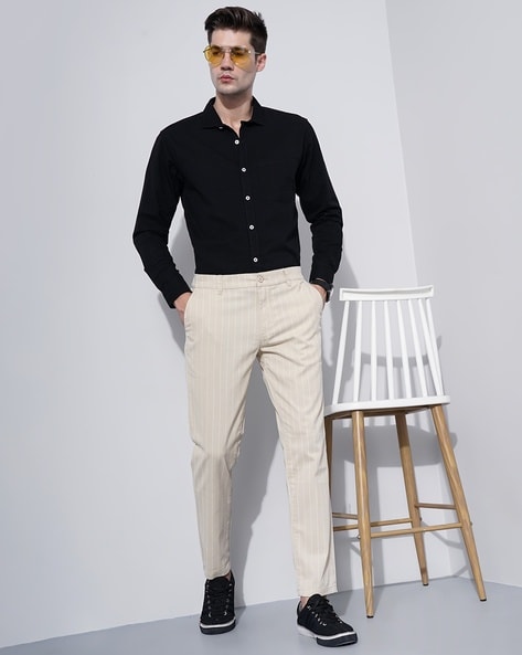 Blue Shirt White Pant with Black Shoes - Evilato Your Look