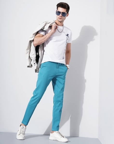 Blue Linen Pants  Mens Casual Wear Slim Fit Linen Blend Pants