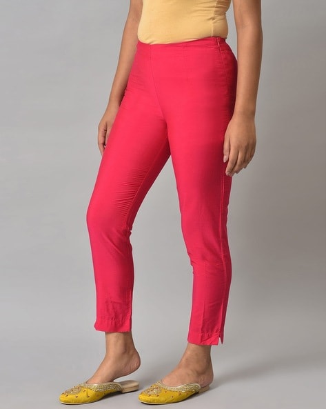 GO COLORS Slim Fit Women Pink Trousers - Buy GO COLORS Slim Fit Women Pink  Trousers Online at Best Prices in India
