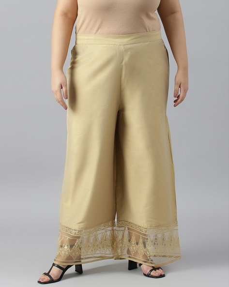 Buy Gold Trousers & Pants for Women by W Online