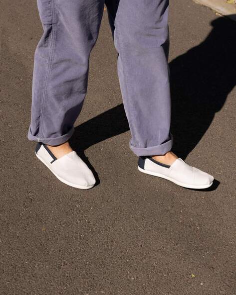 White Canvas Light-Sole Slip-Ons