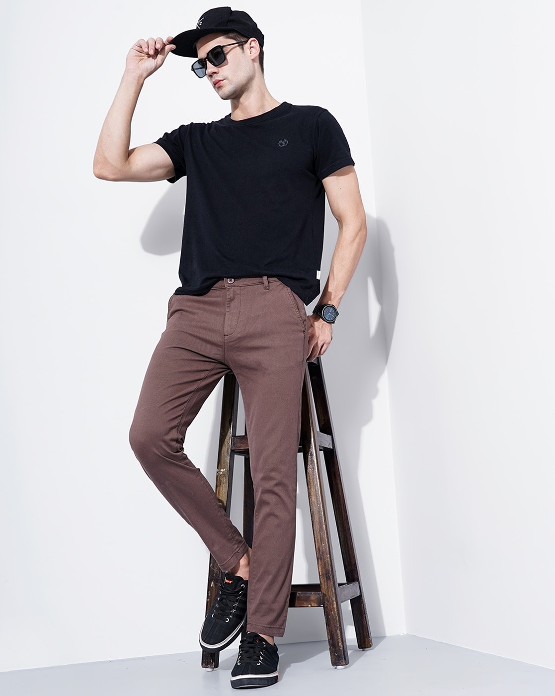 Buy Men Olive Solid Regular Fit Trousers Online in India - Monte Carlo