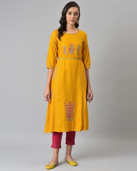 kanha brand present by kaarika fancy printed neck embroidery kurti catalog  at whpolesale price