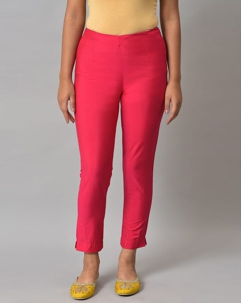 Buy VERO MODA Pink Solid Slim Fit Polyester Women's Formal Wear Pant |  Shoppers Stop