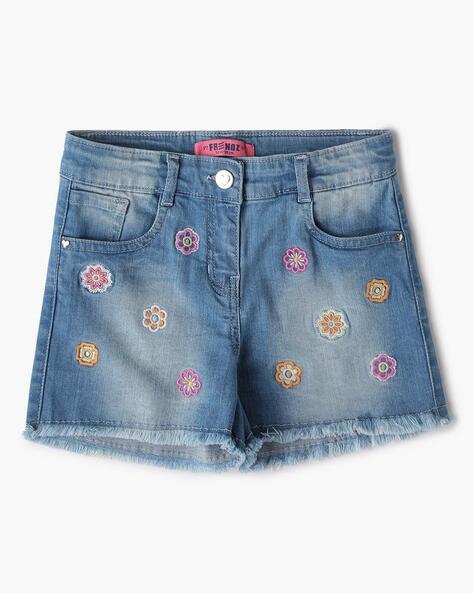 Buy Xpose Women Blue High Rise Denim Shorts online