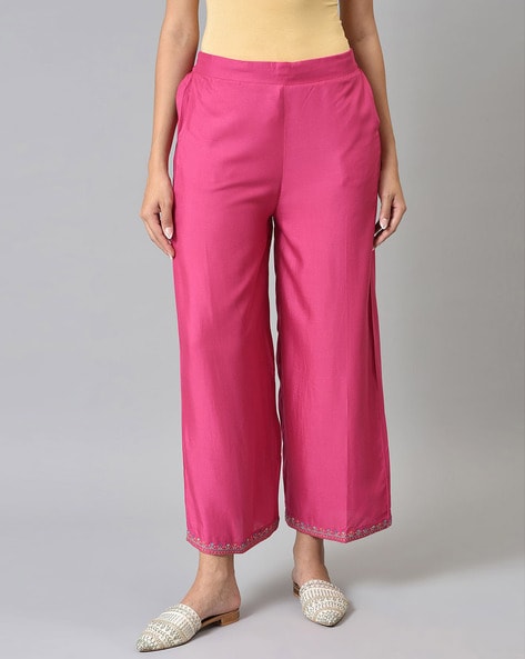 Buy Silver Trousers & Pants for Women by W Online | Ajio.com