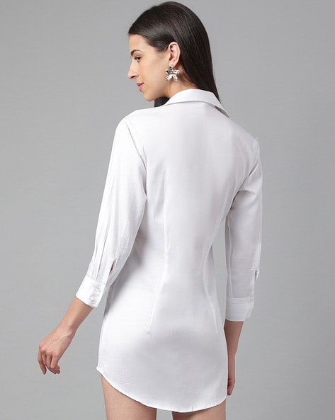 SHEIN Unity Button Front Belted Shirt Dress | SHEIN USA