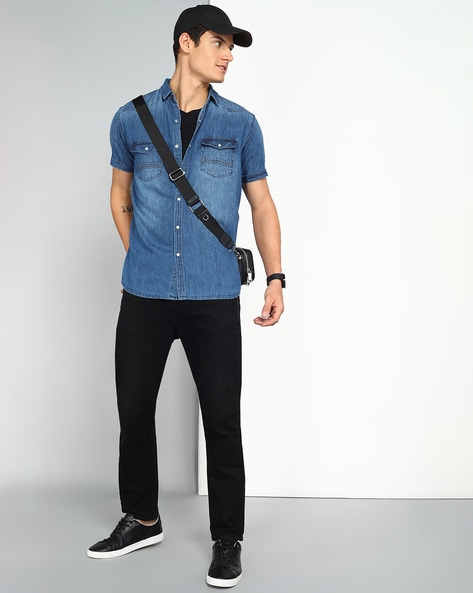 Small And Regular Light Wash Denim Shirt Mens - Dark Blue Denim Shirt  Womens at Rs 250 in Surat