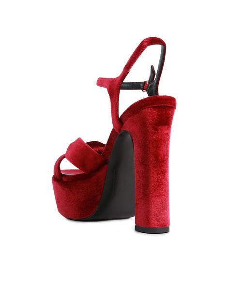 Red suede sandals cheap heels