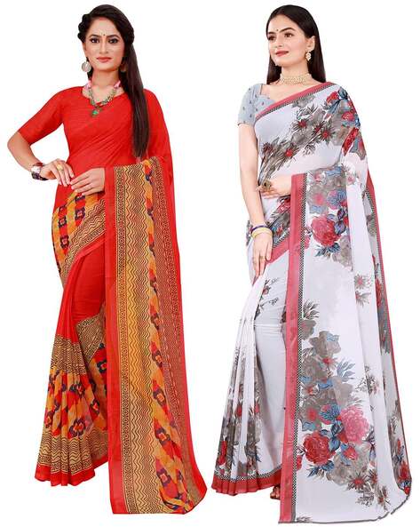 Ishin Combo 5 Printed Saree - Buy Ishin Combo 5 Printed Saree online in  India