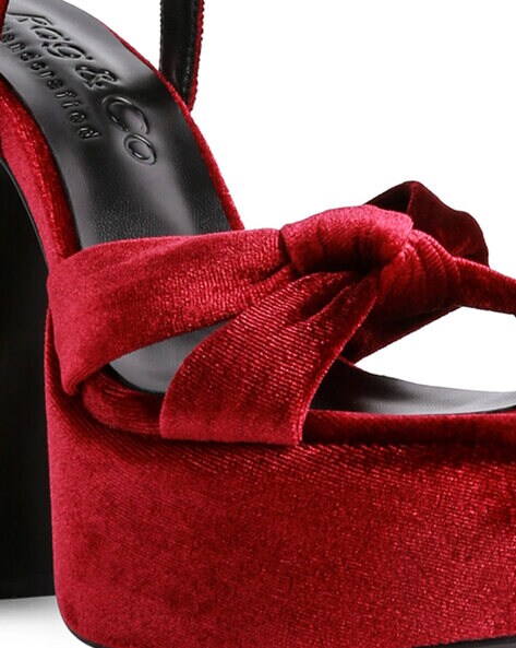 Red velvet platform discount heels