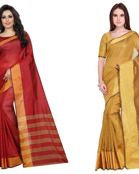 Buy online Women's Saree Combo With Blouse from ethnic wear for Women by  Saadhvi for ₹619 at 69% off | 2024 Limeroad.com