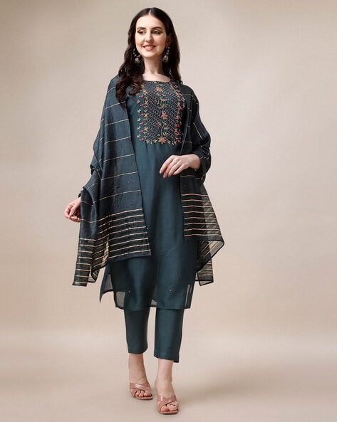 Grey Kurta Suit Sets for Women by BERRYLICIOUS Online | Ajio.com