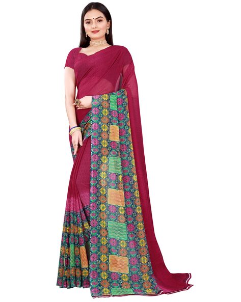 Buy Maroon Sarees for Women by MOMINA FASHION Online | Ajio.com