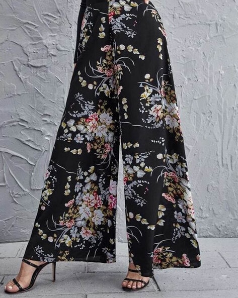 Black Floral Print Pants - Wide-Leg Pants - Casual Pants - Lulus