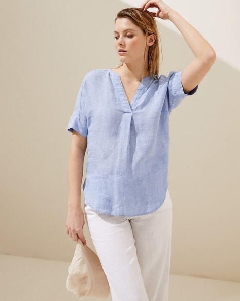 V neck Linen Top