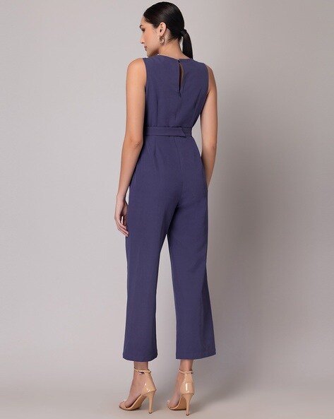 Buy FABALLEY Red Solid Satin Regular Fit Women's Jumpsuit | Shoppers Stop