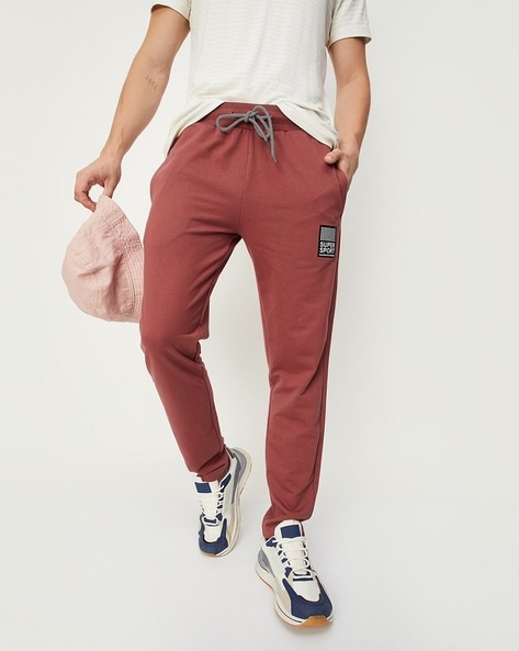 Mens burgundy track discount pants