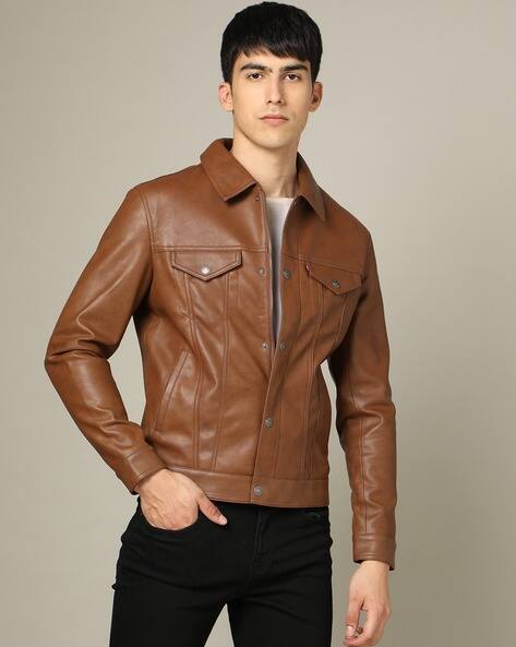 Buy LEVI'S Biker Jacket with Flap Pockets Online | Ajio.com
