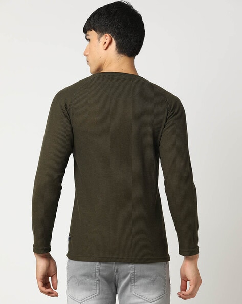 The Curated Closet - Olive Lace Trimmed Henley