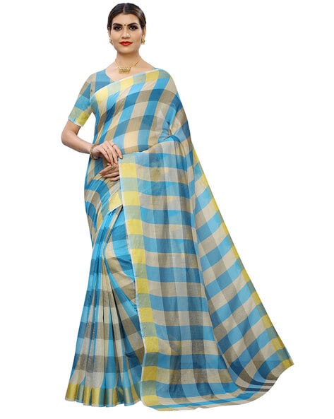 Latest Fancy HQ Marble Chiffon Golden Checked Sarees | Nataraja Store | -  YouTube