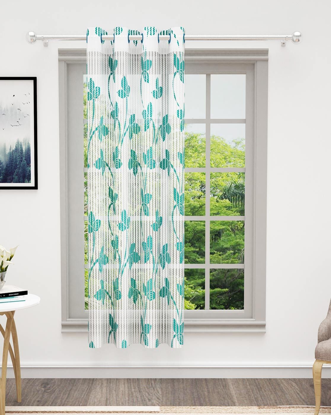 Teal White Curtains Accessories