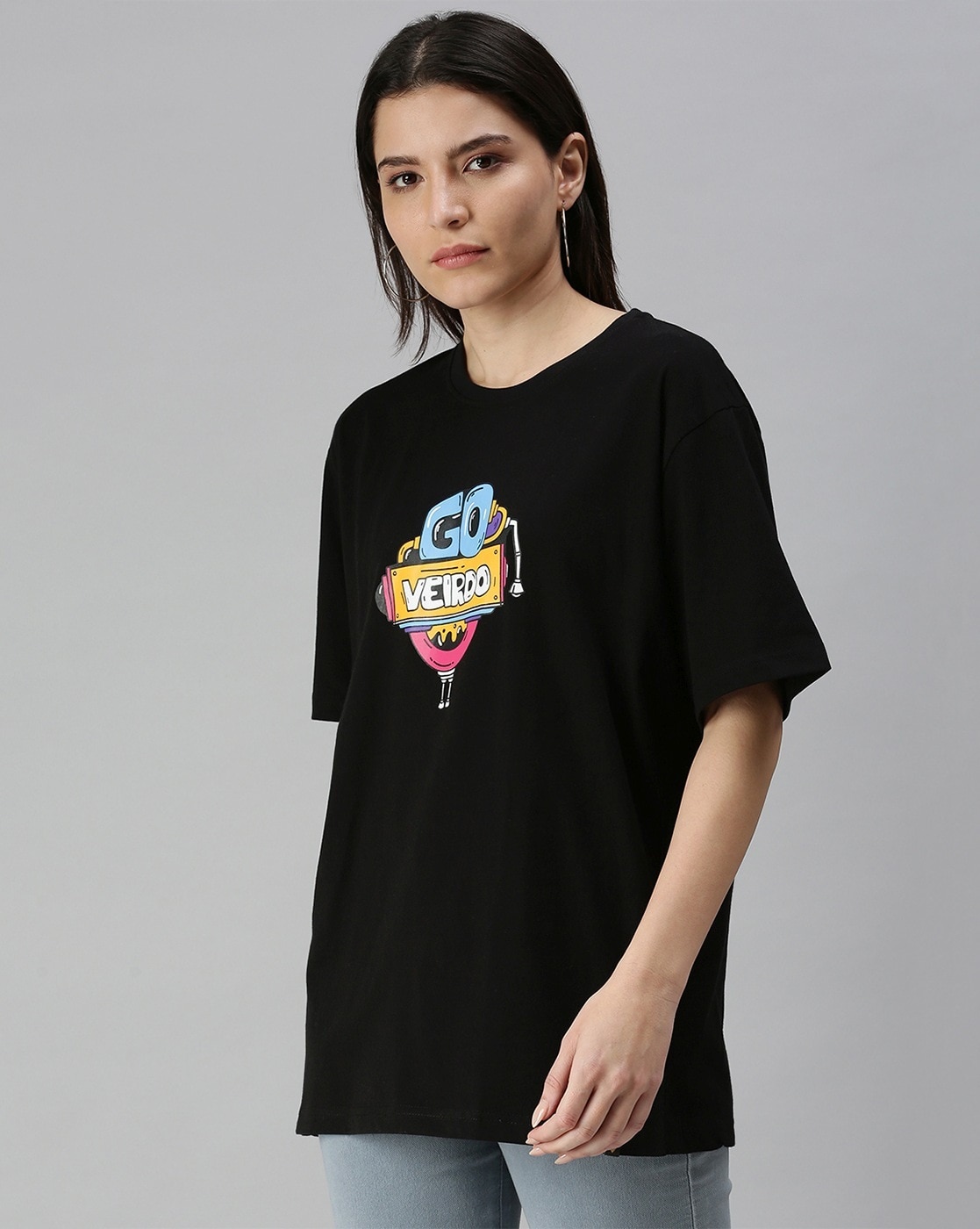 Buy Black Tshirts for Women by VEIRDO Online