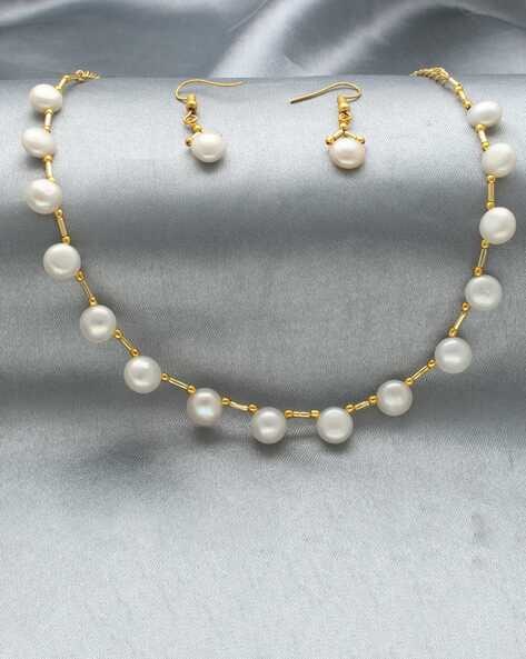 Baroque Pearl Necklace and Earrings Set 1 | Linjer Jewelry